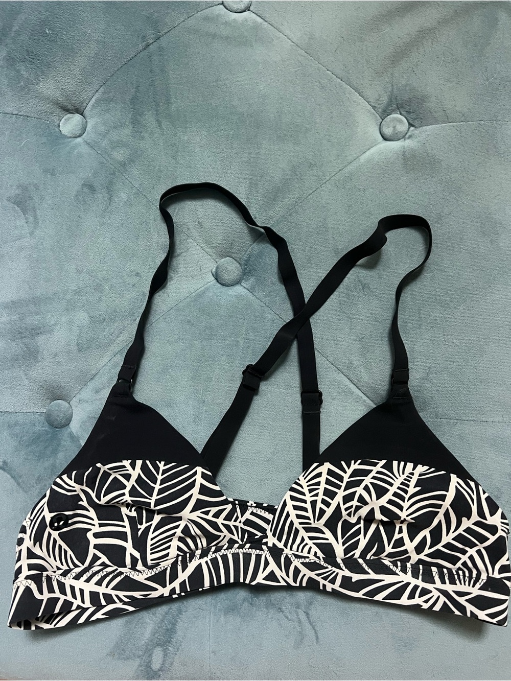 lululemon athletica Black & White Leaf-Print Swim Bralette